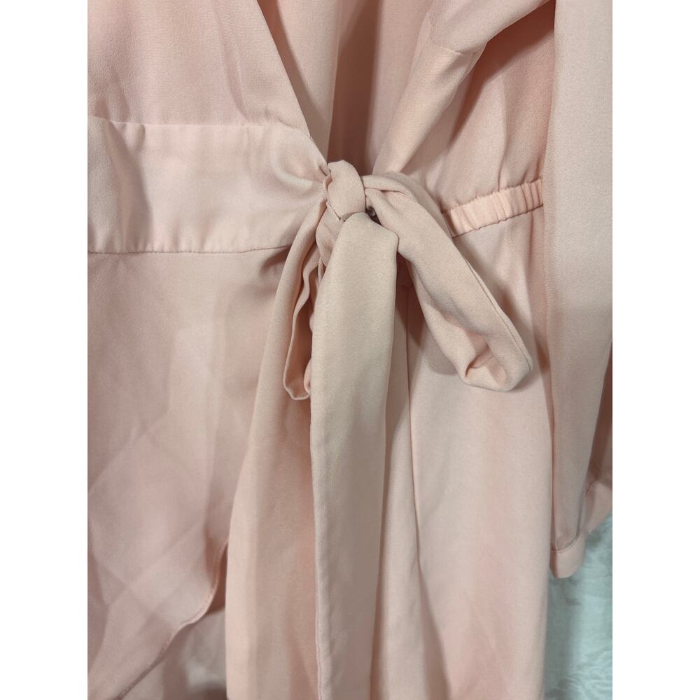 Torrid Wrap Top 3 3X Pink Sheer Ruffle Tunic Mini Dress Long Sleeve Peasant - Picture 4 of 11